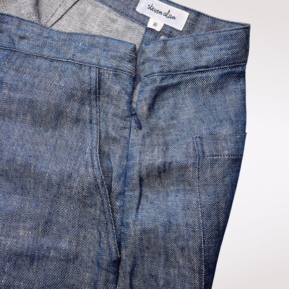 Steven Alan Blue Chambray Linen Skirt Lightweight Made In USA Size 6 - Picture 5 of 8